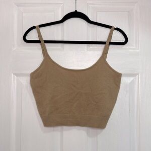 Babaton Tribune Cashmere Crop Top in Tannin size Large